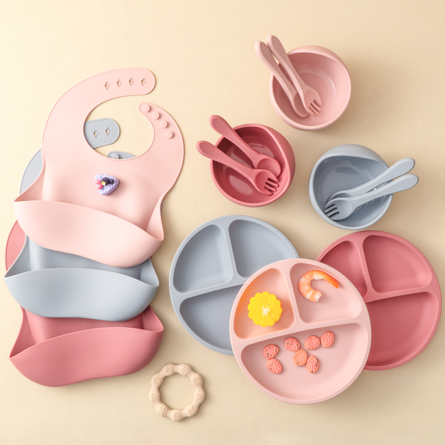 5Pcs Baby Silicone Feeding Set - Baby Food Tray 评论和价格