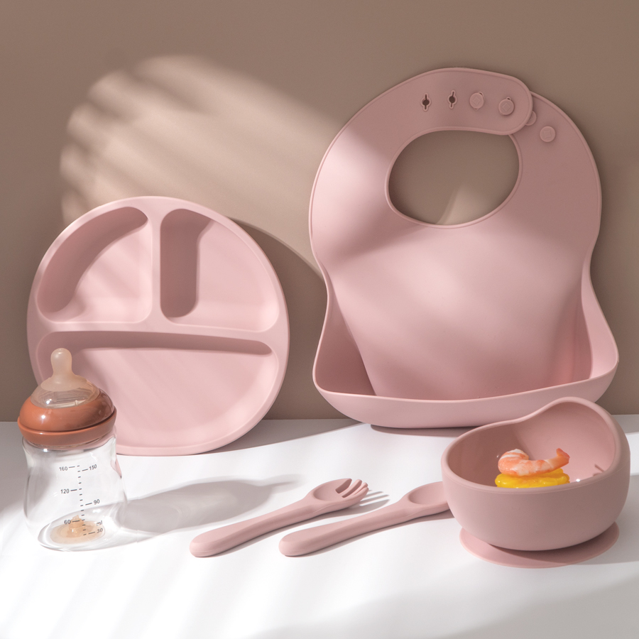 5Pcs Baby Silicone Feeding Set - Baby Food Tray 评论和价格